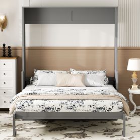 Queen Size Murphy Bed with Desk, LED Lights and USB Charging Station