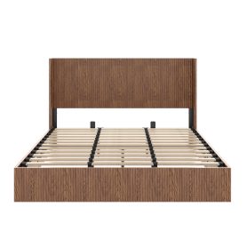 Wooden Platform Bed Frame With Lift Storage, King