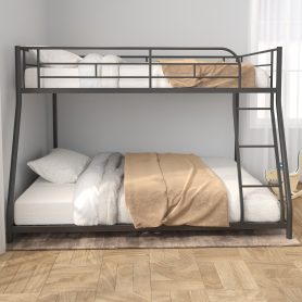 Metal Twin Over Full Bunk Bed with Wooden Slat