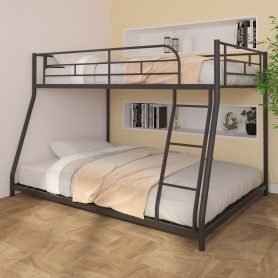 Metal Twin Over Full Bunk Bed with Wooden Slat