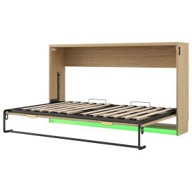 Twin Size Murphy Bed With LED Light, Can Be Folded Into A Cabinet