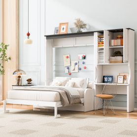 Multi-Functional Murphy Bed with Sofa, Desk, and Storage Cabinet