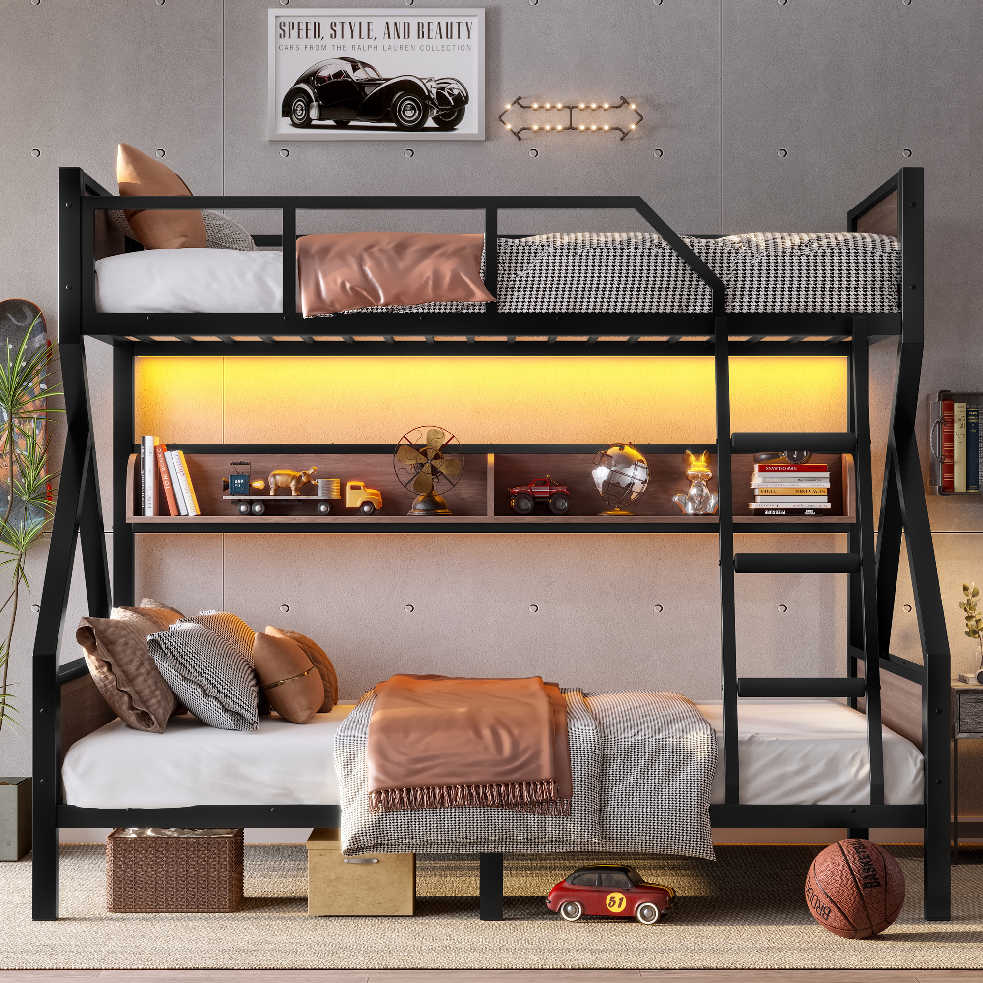 Assembly Instruction For W1580S00218 4 Metal Twin Xl Over Full Bunk Bed With Storage Shelves And Lights