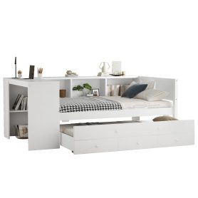 Twin Size Daybed With Trundle, Storage Drawers And Side Shelves 37 Twin Size Daybed With Trundle, Storage Drawers And Side Shelves