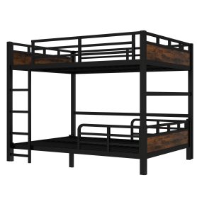 Queen Over Queen Metal Bunk Bed/Loft Bed/Platform Bed, with Raised Security Fence