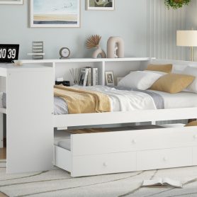 Full Size Daybed With Trundle, Storage Drawers And Side Shelves 31 Full Size Daybed With Trundle, Storage Drawers And Side Shelves