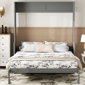 Queen Size Murphy Bed with Desk, LED Lights and USB Charging Station