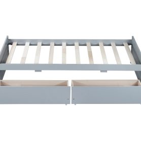 Twin Size Daybed with 2 Drawers, Solid Rubber Wood Bed