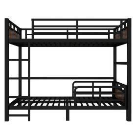 Full Over Full Metal Bunk Bed/Loft Bed/Platform Bed, with Raised Security Fence