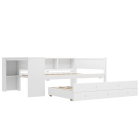 Full Size Daybed With Trundle, Storage Drawers And Side Shelves 24 Full Size Daybed With Trundle, Storage Drawers And Side Shelves