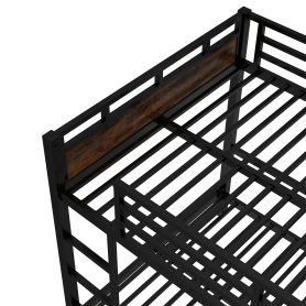 Full Over Full Metal Bunk Bed/Loft Bed/Platform Bed, with Raised Security Fence