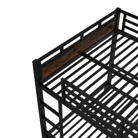 Queen Over Queen Metal Bunk Bed/Loft Bed/Platform Bed, with Raised Security Fence