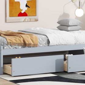 Twin Size Daybed with 2 Drawers, Solid Rubber Wood Bed