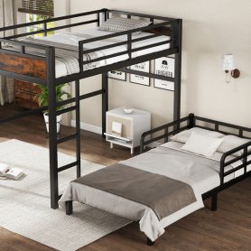 Twin XL Over Twin XL Metal Bunk Bed/Loft Bed/Platform Bed, with Raised Security Fence 36 Twin XL Over Twin XL Metal Bunk Bed/Loft Bed/Platform Bed, with Raised Security Fence