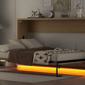 Twin Size Murphy Bed With LED Light, Can Be Folded Into A Cabinet