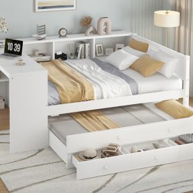 Full Size Daybed With Trundle, Storage Drawers And Side Shelves 30 Full Size Daybed With Trundle, Storage Drawers And Side Shelves