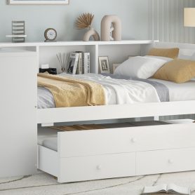 Full Size Daybed With Trundle, Storage Drawers And Side Shelves 34 Full Size Daybed With Trundle, Storage Drawers And Side Shelves