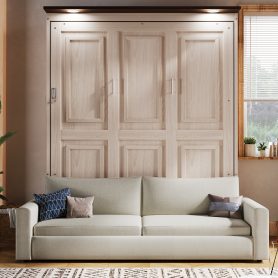 Queen Size Murphy Bed with Sofa and LED