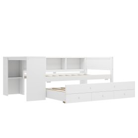 Twin Size Daybed With Trundle, Storage Drawers And Side Shelves 24 Twin Size Daybed With Trundle, Storage Drawers And Side Shelves