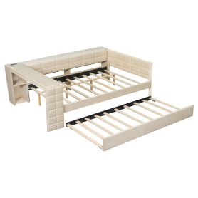 Full Size Upholstered Platform Bed with Storage Shelves, Desk, Charging Station and Trundle 33 Full Size Upholstered Platform Bed with Storage Shelves, Desk, Charging Station and Trundle