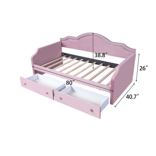 Twin Size Upholstered Daybed with LED and 2 Drawers