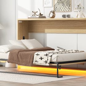 Twin Size Murphy Bed With LED Light, Can Be Folded Into A Cabinet