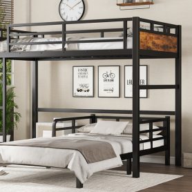 Twin XL Over Twin XL Metal Bunk Bed/Loft Bed/Platform Bed, with Raised Security Fence 35 Twin XL Over Twin XL Metal Bunk Bed/Loft Bed/Platform Bed, with Raised Security Fence