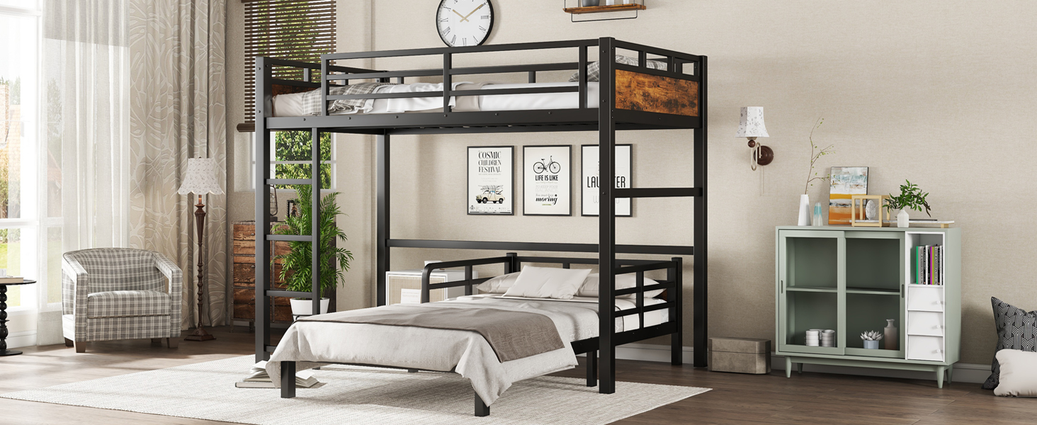 Twin XL Over Twin XL Metal Bunk Bed/Loft Bed/Platform Bed, with Raised Security Fence 18 Twin XL Over Twin XL Metal Bunk Bed/Loft Bed/Platform Bed, with Raised Security Fence