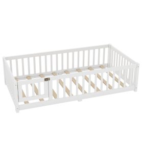 Twin Size Floor Bed with Safety Guardrail and Door 25 Twin Size Floor Bed with Safety Guardrail and Door