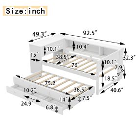Twin Size Daybed With Trundle, Storage Drawers And Side Shelves 23 Twin Size Daybed With Trundle, Storage Drawers And Side Shelves