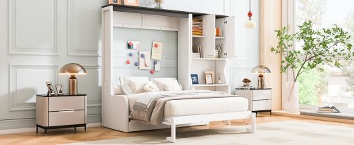 Multi-Functional Murphy Bed with Sofa, Desk, and Storage Cabinet