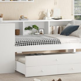 Twin Size Daybed With Trundle, Storage Drawers And Side Shelves 34 Twin Size Daybed With Trundle, Storage Drawers And Side Shelves