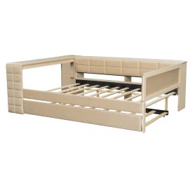 Full Size Upholstered Platform Bed with Storage Shelves, Desk, Charging Station and Trundle 37 Full Size Upholstered Platform Bed with Storage Shelves, Desk, Charging Station and Trundle