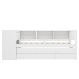 Twin Size Daybed With Trundle, Storage Drawers And Side Shelves 29 Twin Size Daybed With Trundle, Storage Drawers And Side Shelves