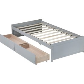 Twin Size Daybed with 2 Drawers, Solid Rubber Wood Bed