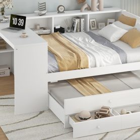 Full Size Daybed With Trundle, Storage Drawers And Side Shelves 33 Full Size Daybed With Trundle, Storage Drawers And Side Shelves