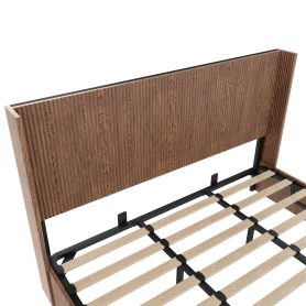 Wooden Platform Bed Frame With Lift Storage, King