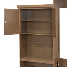 Queen Size Murphy Bed with Multiple Storage Shelves and Louvered Style Decoration