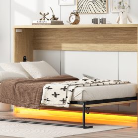 Twin Size Murphy Bed With LED Light, Can Be Folded Into A Cabinet