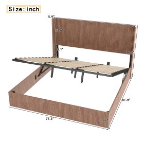 Wooden Platform Bed Frame With Lift Storage, King