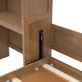 Queen Size Murphy Bed with Multiple Storage Shelves and Louvered Style Decoration