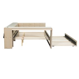 Full Size Upholstered Platform Bed with Storage Shelves, Desk, Charging Station and Trundle 38 Full Size Upholstered Platform Bed with Storage Shelves, Desk, Charging Station and Trundle