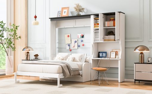 Multi-Functional Murphy Bed with Sofa, Desk, and Storage Cabinet