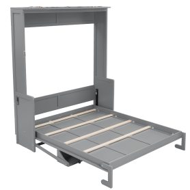 Queen Size Murphy Bed with Desk, LED Lights and USB Charging Station