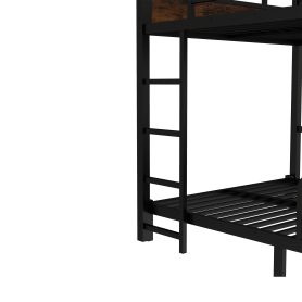 Queen Over Queen Metal Bunk Bed/Loft Bed/Platform Bed, with Raised Security Fence