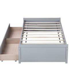 Twin Size Daybed with 2 Drawers, Solid Rubber Wood Bed