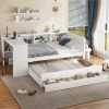 Twin Size Daybed With Trundle, Storage Drawers And Side Shelves