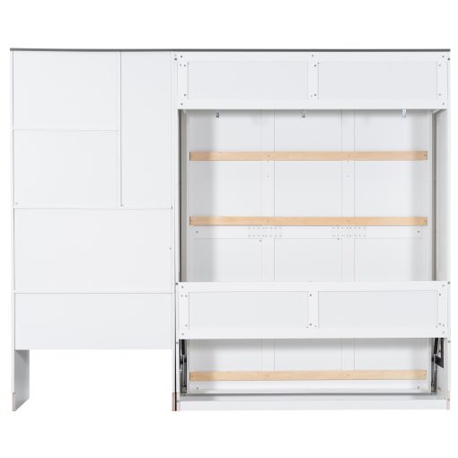 Multi-Functional Murphy Bed with Sofa, Desk, and Storage Cabinet, Queen Size
