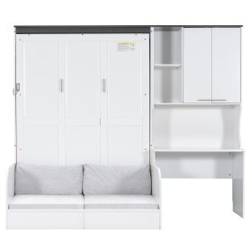 Multi-Functional Murphy Bed with Sofa, Desk, and Storage Cabinet