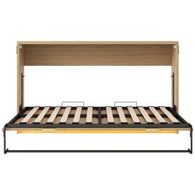 Twin Size Murphy Bed With LED Light, Can Be Folded Into A Cabinet